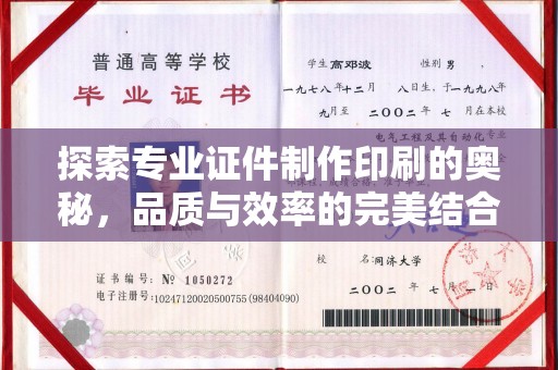 辰溪探索专业证件制作印刷的奥秘，品质与效率的完美结合