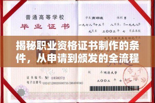 辰溪揭秘职业资格证书制作的条件，从申请到颁发的全流程解析